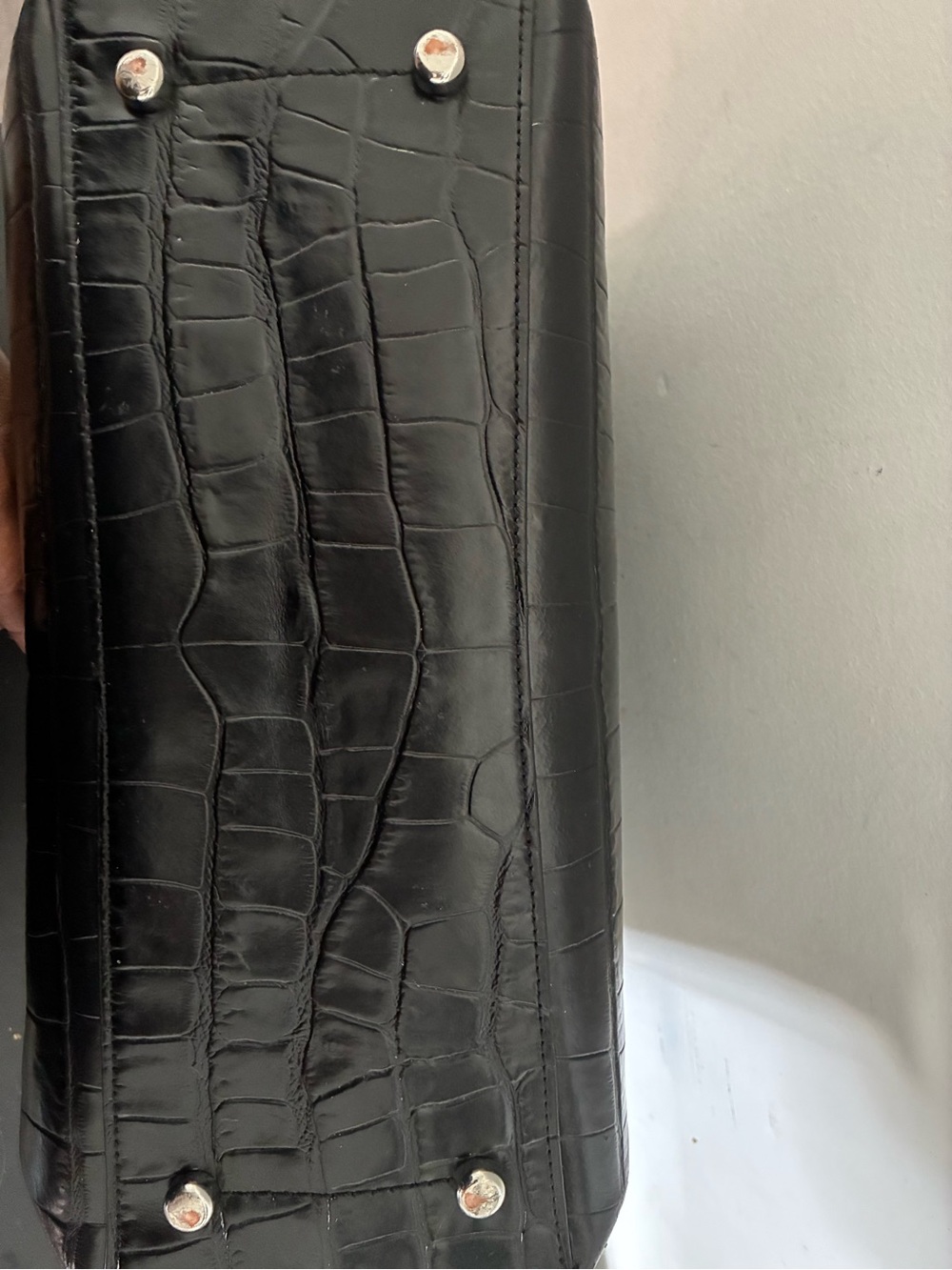 Coach Black Croc-Embossed Leather Maggie Tote with Silver Hardware - Picture 12 of 12